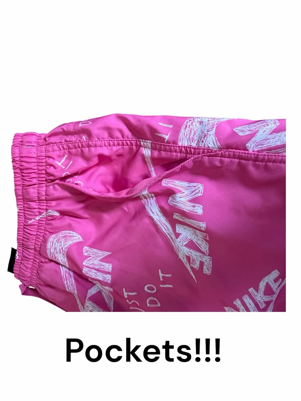 Nike Men’s Pink Allover Logo Athletic Shorts